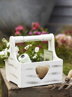 vintage heart design trug / wooden basket by retreat home