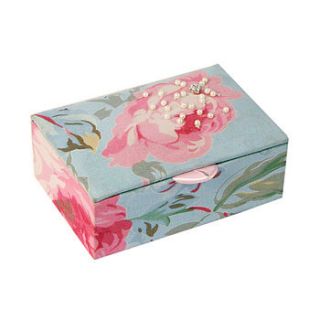 trinket jewellery box in blue english rose by lini