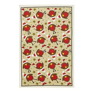 red robin linen tea towel by ulster weavers