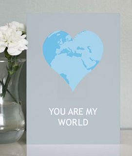 'you are my world' greetings card by one little dicky bird