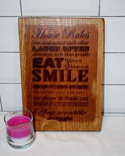'house rules' wooden plaque by almo wall art