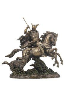 Sale   Odin Riding Sleipnir Sculpture Followed By Wolf   Statues