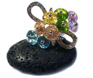 cz multi colour cocktail ring by prisha jewels