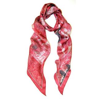 crimson sky bird silk scarf by armitage design
