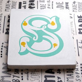 discounted* letter s screen printed wooden block by made by sophie