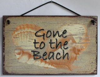 5x8 Vintage Style Sign (with Shells) Saying, "Gone to the Beach" Decorative Fun Universal Household Signs from Egbert's Treasures  