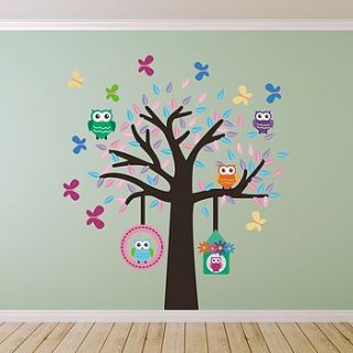 owl tree fabric wall sticker set by mirrorin