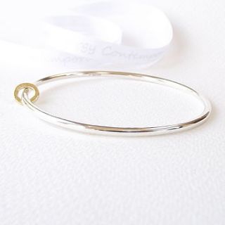 silver bangle 18ct gold threads spinner by silversynergy