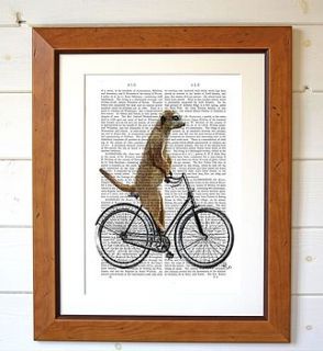 meerkat on a bicycle dictionary print by fabfunky