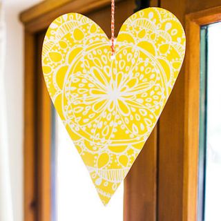 yellow bohemian heart decoration by rachael taylor