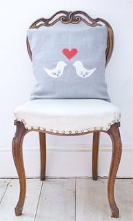 handmade love birds cushion cover by the heart store