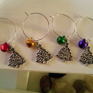 set of four christmas wine glass charms by loving luxuries
