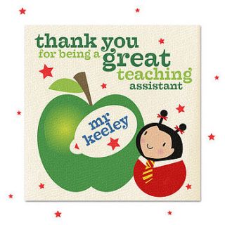 personalised thankyou teach assist card girl by joanne holbrook originals