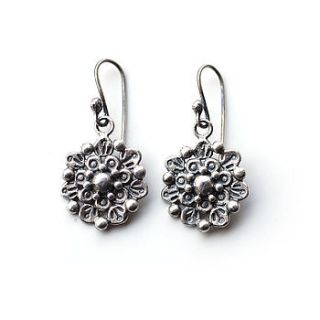 sterling silver mandala flower earrings by tania covo