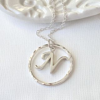 hammered eternity initial necklace by mia belle