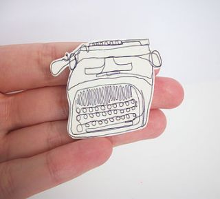 typewriter plastic brooch by laurel howells