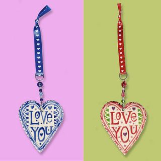 love you heart hanging decoration by roelofs & rubens