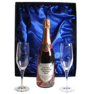 rose champagne gift set with a pewter label by giftsonline4u
