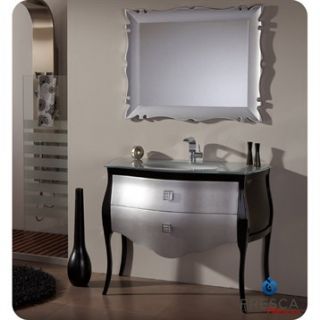 Fresca Platinum Paris 45 Glossy Silver and Black Bathroom Vanity with Swarovski