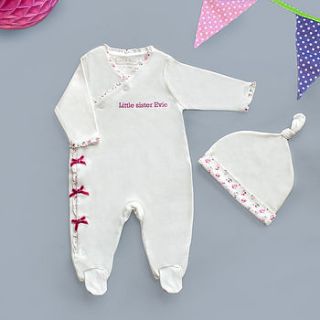 personalised 'little sister' sleepsuit set by my 1st years