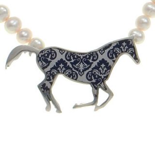 damask horse pearl necklace by very beryl