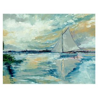 boat on the broads canvas painting by stuart roy