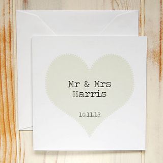 personalised mr & mrs wedding card by door 77