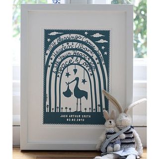 personalised new baby 'papercut style' print by mimi & mae