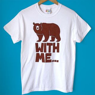 men's t shirt handprinted 'bear with me' tee by hello dodo