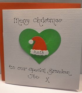 personalised santa hat christmas card by kitty's