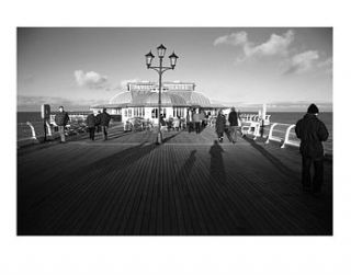 shadows, cromer pier, black and white print by paul cooklin