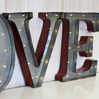 metal 'love' letter lights by lindsay interiors