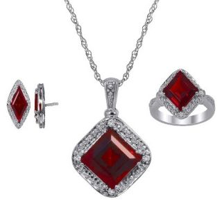3.30 CT.T.W. Princess Cut Created Ruby 0.10 CT.T.W. Diamond Round Cut Jewelry