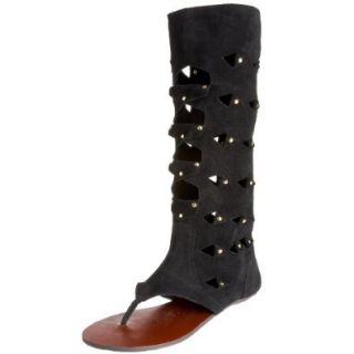Naughty Monkey Women's Weekender High Gladiator Sandal, Black, 6 M US Shoes