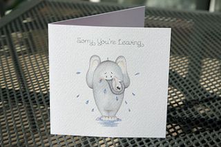 'sorry you're leaving' card by white mink
