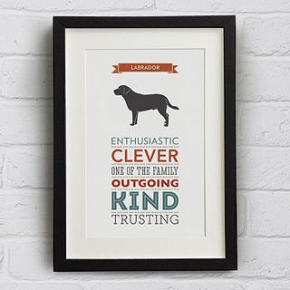 labrador dog breed traits print by well bred design