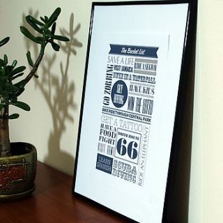 personalised typographic print 'bucket list' by quotography