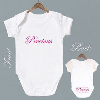 personalised girl's 'precious' baby bodysuit by precious little plum