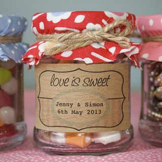 18 'love is sweet' favour stickers by wedding in a teacup