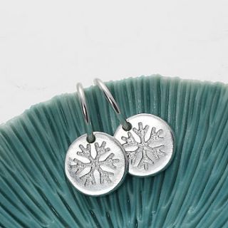 baby silver snowflake earrings by green river studio