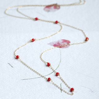 red bamboo stone long necklace by aimee