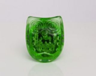 glass owl decorative door knob in green by trinca ferro