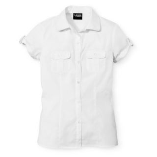 French Toast Girls School Uniform Short Sleeve Safari Blouse   White 12