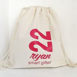 personalised name number canvas storage bag by rosie jo's