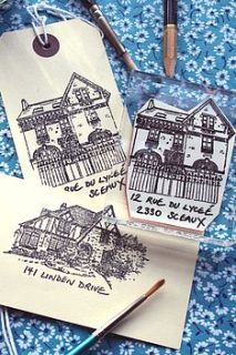 personalised house portrait stamp by bloomfield & rolfe