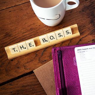 'the boss' vintage scrabble desk name by bookish england