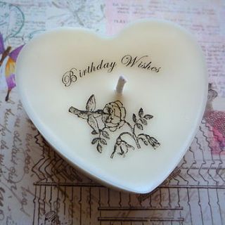 personalised birthday heart candle by rococo rose