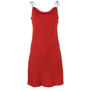 resort coral red silk dress by ligne de soie