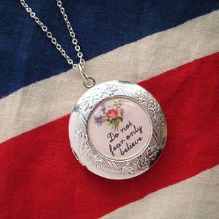 do not fear personalised locket necklace by hoolala