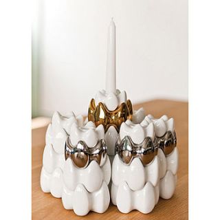 set of three porcelain candle holders by toothpic nations
